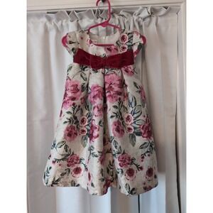 Bonnie Jean Girl's Floral Gold‎ Shimmer Princess Wedding Easter Dress Sz. 3 Bow